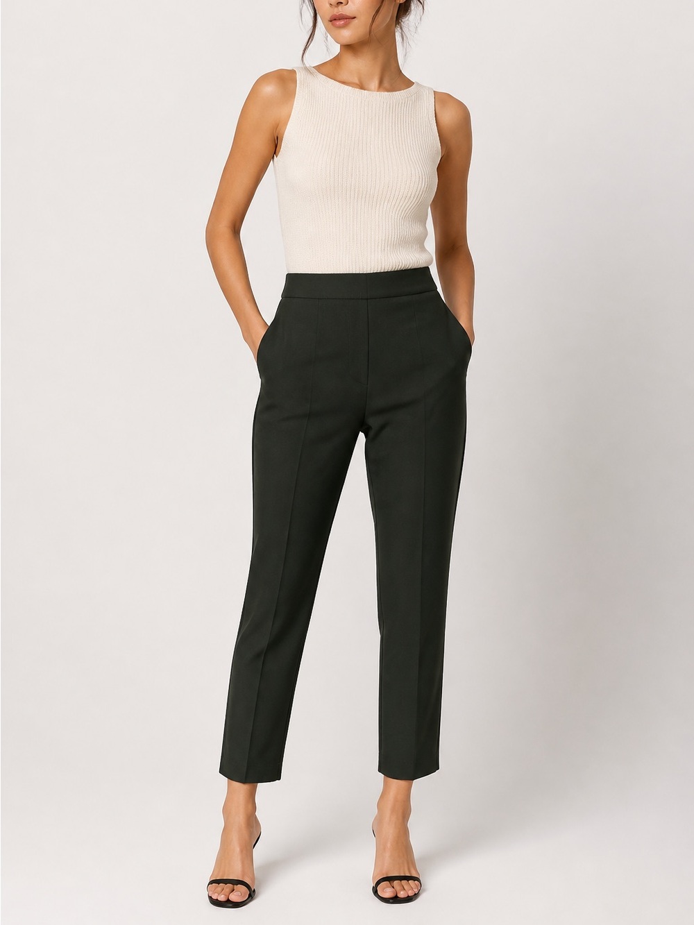 Club Monaco Slim Cropped Ankle Pants in Dark Green